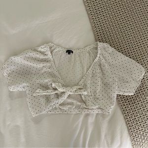 Linen Polka Dot Crop Top